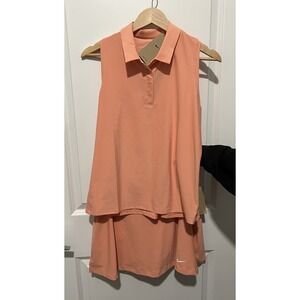 Nike Womens Golf Set Victory Polo Flouncy Skirt Medium Apricot‎ Agate NWT $140